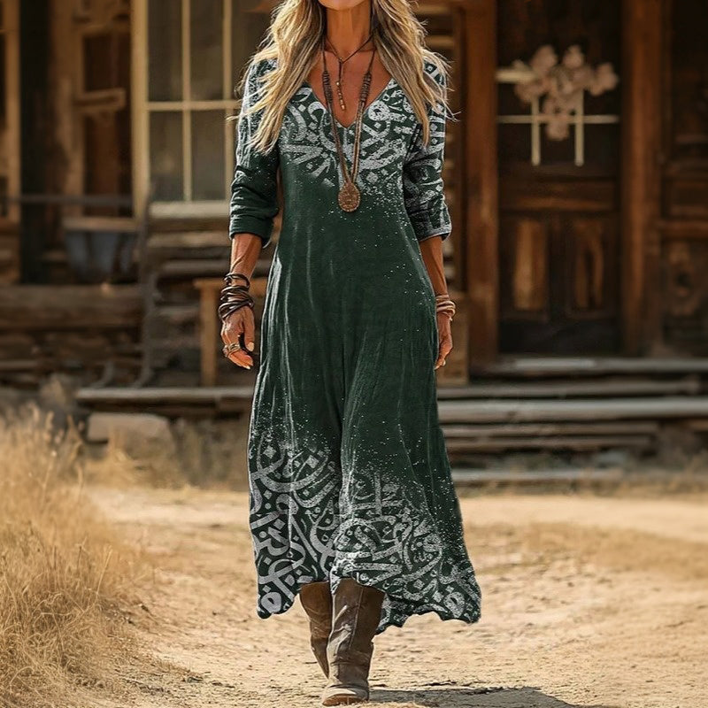 【Pitkähihainen】 Rento vintage-mekko