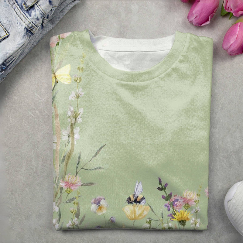 Vintage Kukkakuvioinen T-Paita